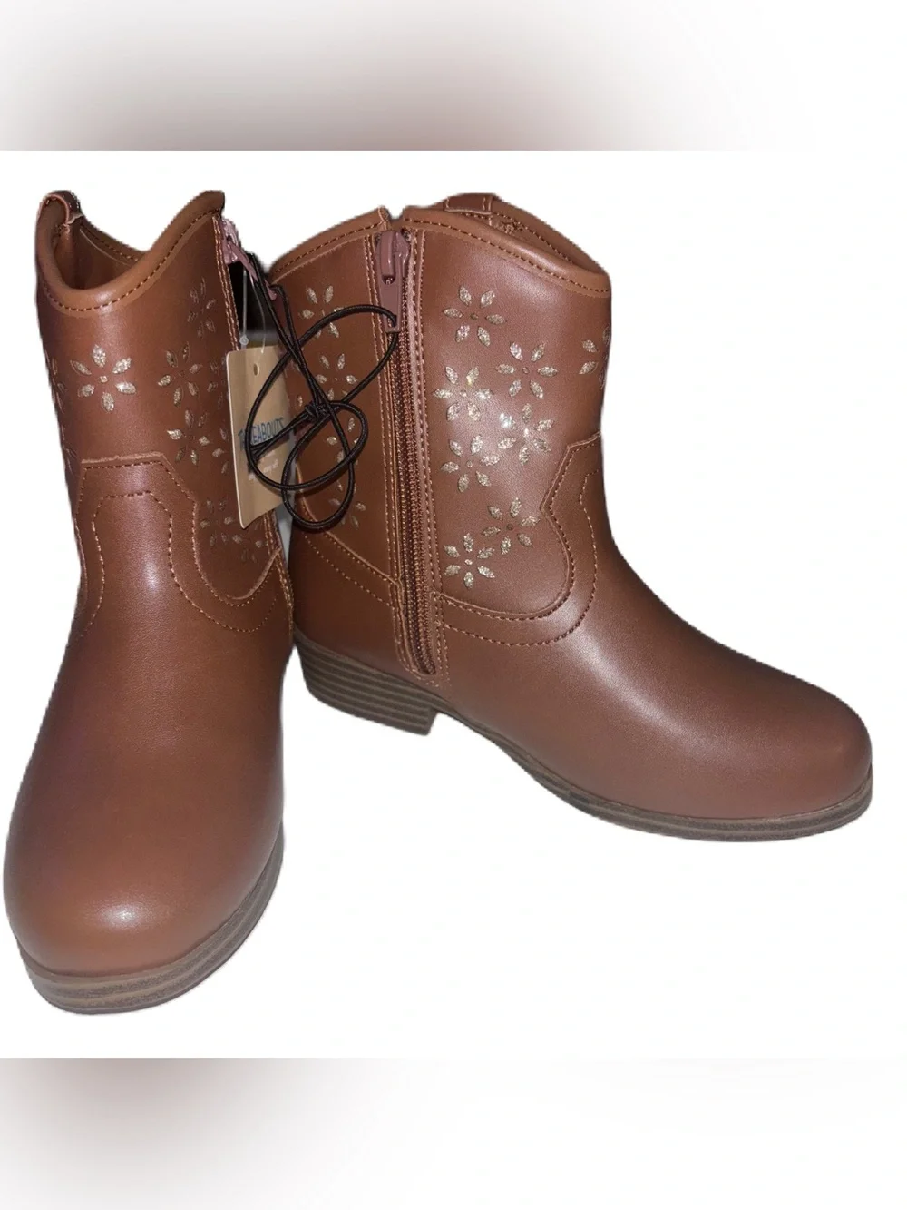 Thereabouts Charlee Girls Ankle Boots with Floral Cutouts Size 13